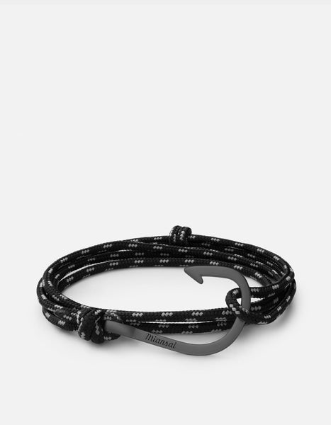 Hook on Rope, Matte Black Rhodium, Men's Bracelets