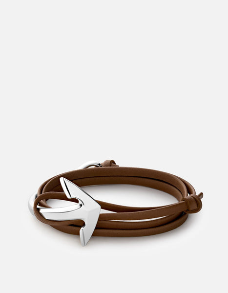 Rose Gold Anchor Half-cuff On Gray Leather Bracelet