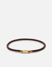 Miansai Nexus Leather Bracelet, Gold Vermeil Small / Black