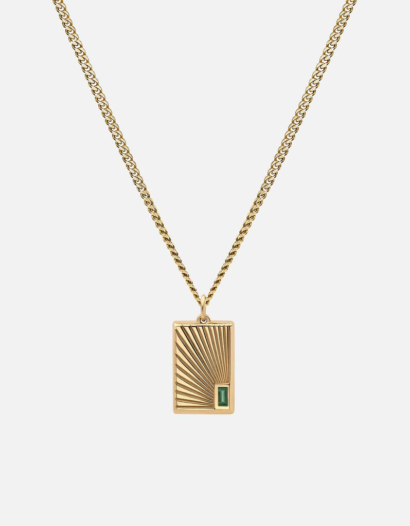 Miansai Necklaces Luma Agate Necklace, Gold Vermeil Green / 21 in. / Monogram: No