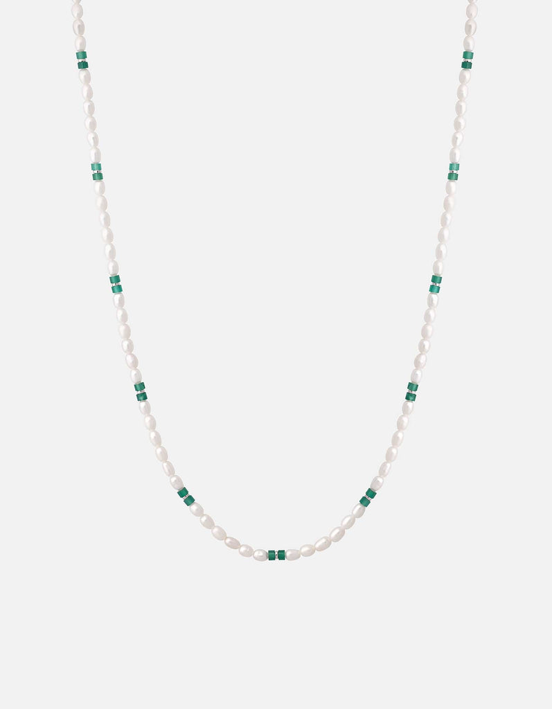 Miansai Necklaces Cash Agate Pearl Necklace, Sterling Silver Green/White / 21in.