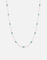 Miansai Necklaces Cash Agate Pearl Necklace, Sterling Silver Green/White / 21in.