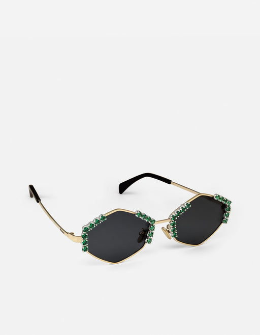 Miansai Sunglasses Astor Hexagon-Frame Sunglasses, Sterling Silver/Emeralds Green / O/S