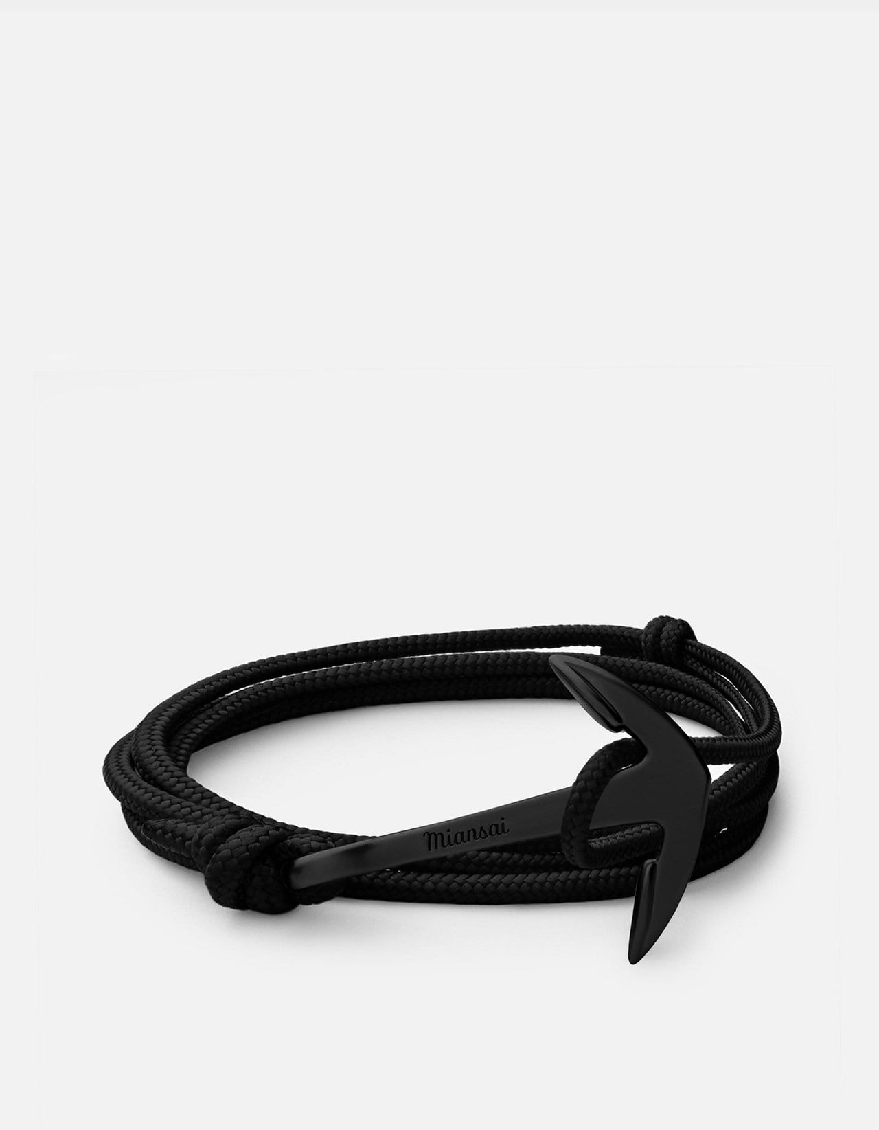 Anchor Leather Black Bracelet