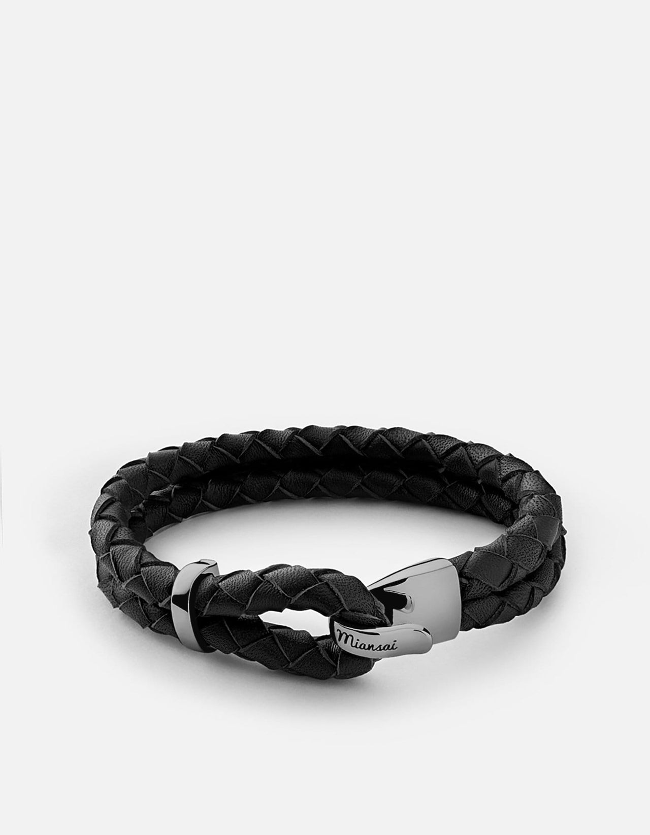 Beacon Leather Bracelet, Black Rhodium, Polished, Black | Men's ...