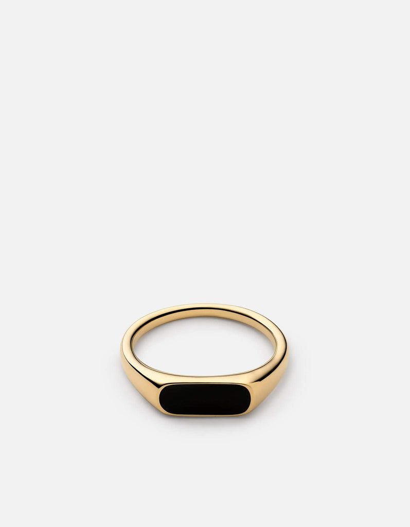 Miansai Men's Square Step Ring, Gold Vermeil/Black, Size 8