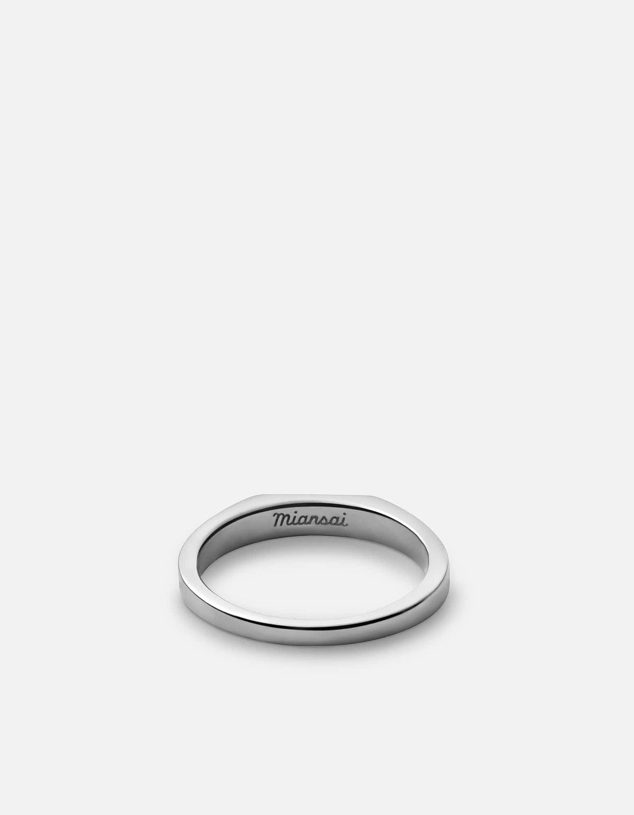 Thin Geo Ring w/Diamond, Sterling Silver, Men's Rings